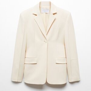 NWT Victoria Beckham x Mango Collaboration Suit Jacket Blazer Cream Button Sz M